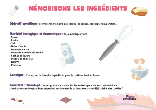 Mémorisons les ingrédients